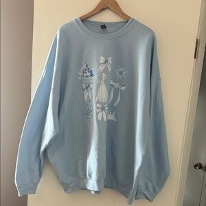 Frozen Theme Light Blue Graphic Sweatshirt